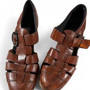 Retro 90s sandals by Rieker Brown leather sandals with‎ buckle closure
